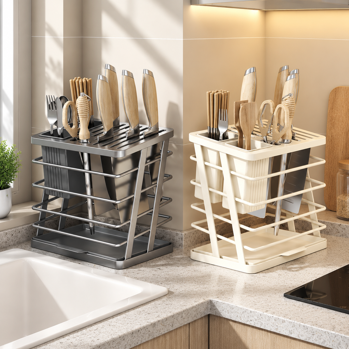 Multi-Purpose Knife & Cutlery Storage Stand