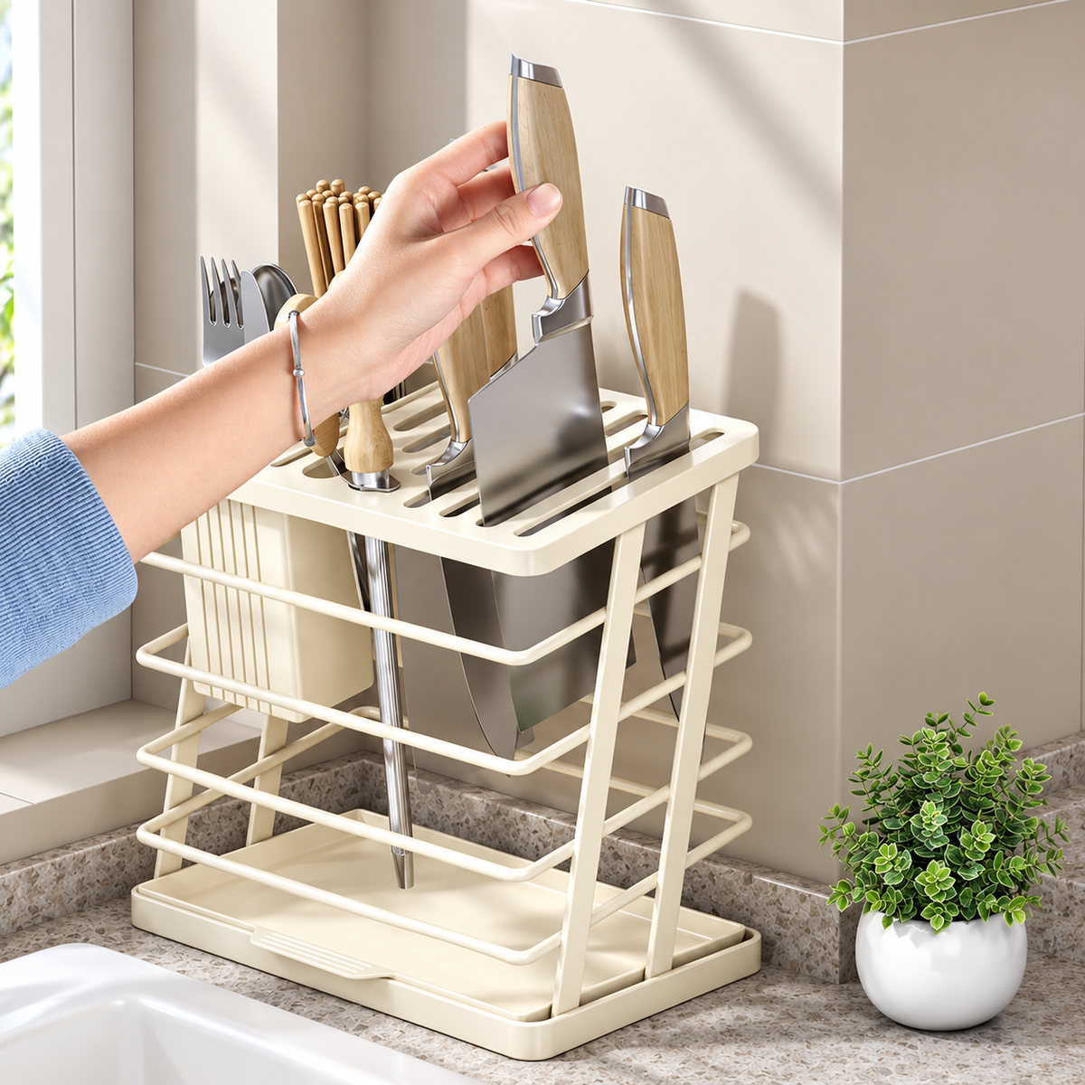 Multi-Purpose Knife & Cutlery Storage Stand