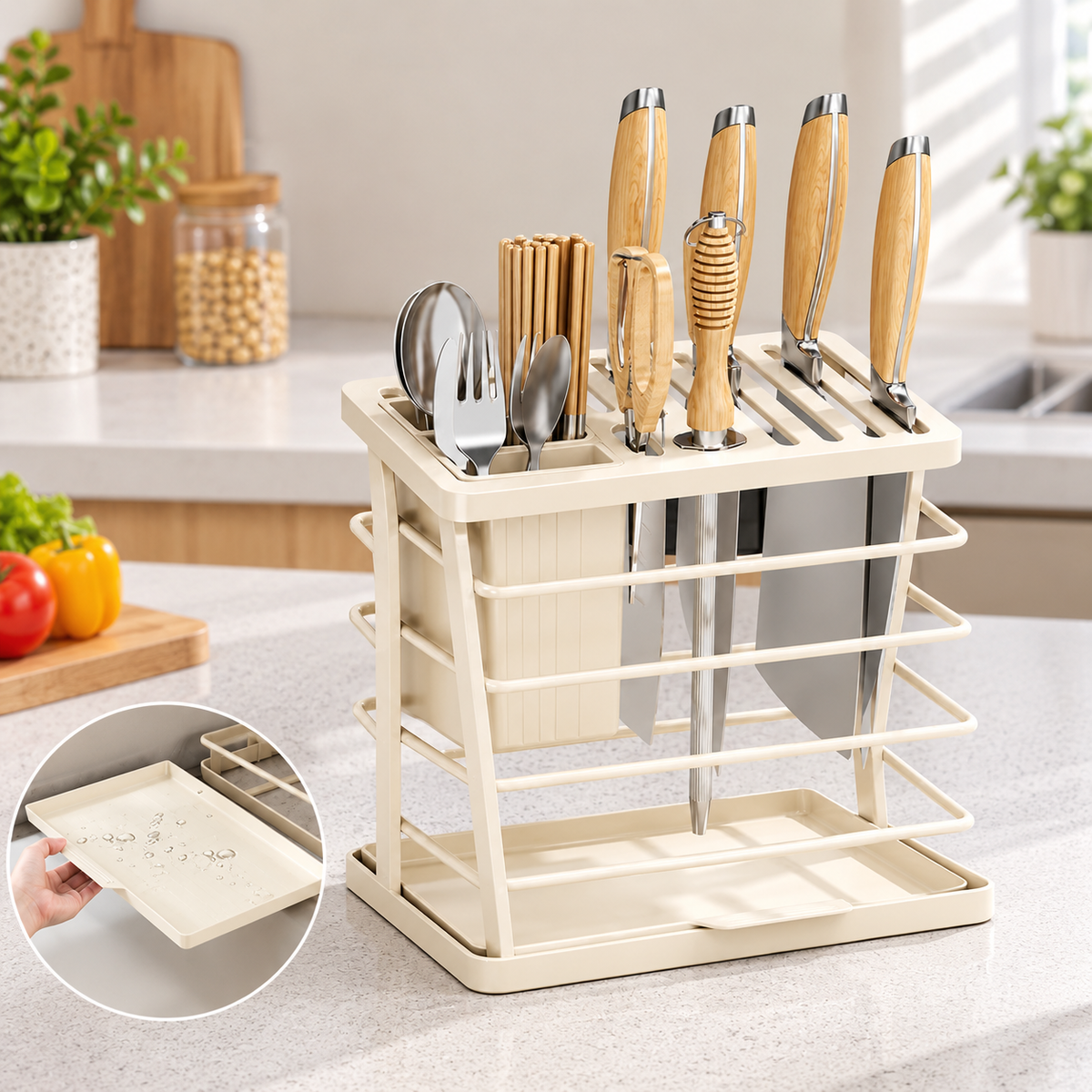 Multi-Purpose Knife & Cutlery Storage Stand