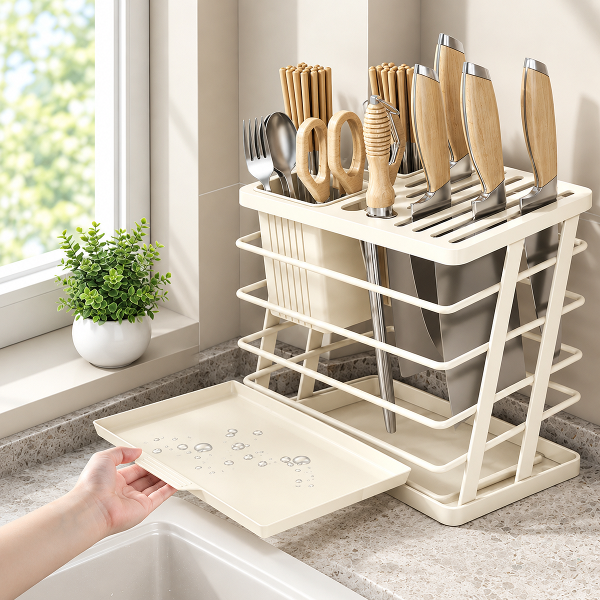 Multi-Purpose Knife & Cutlery Storage Stand