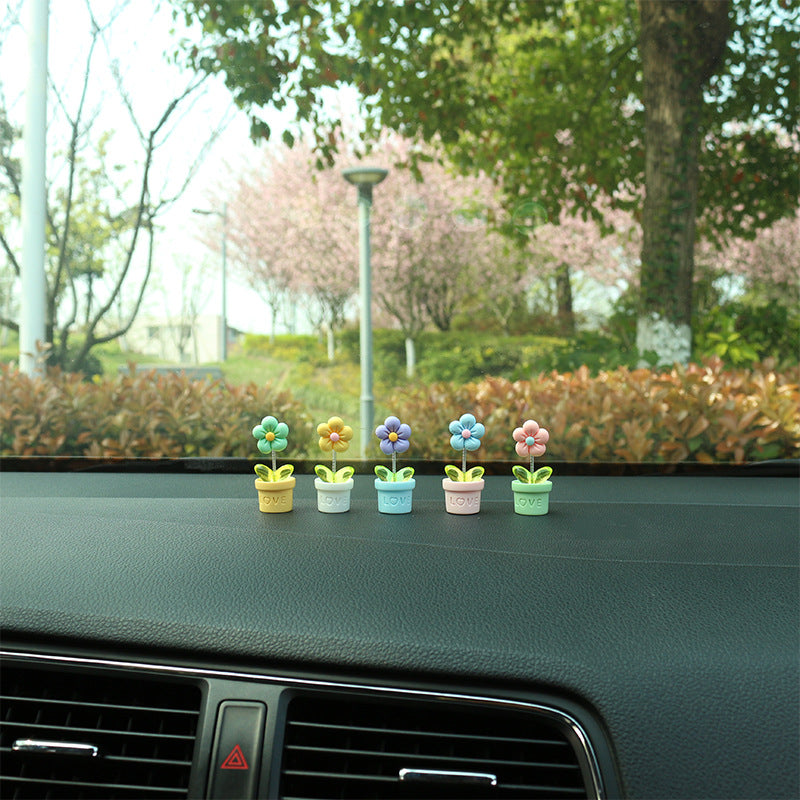 Flower Pot Car Dashboard Decor