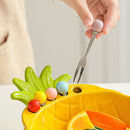 Pineapple Ceramic Fruit Bowl With Forks