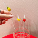Premium Fruit Charm Glass Straw