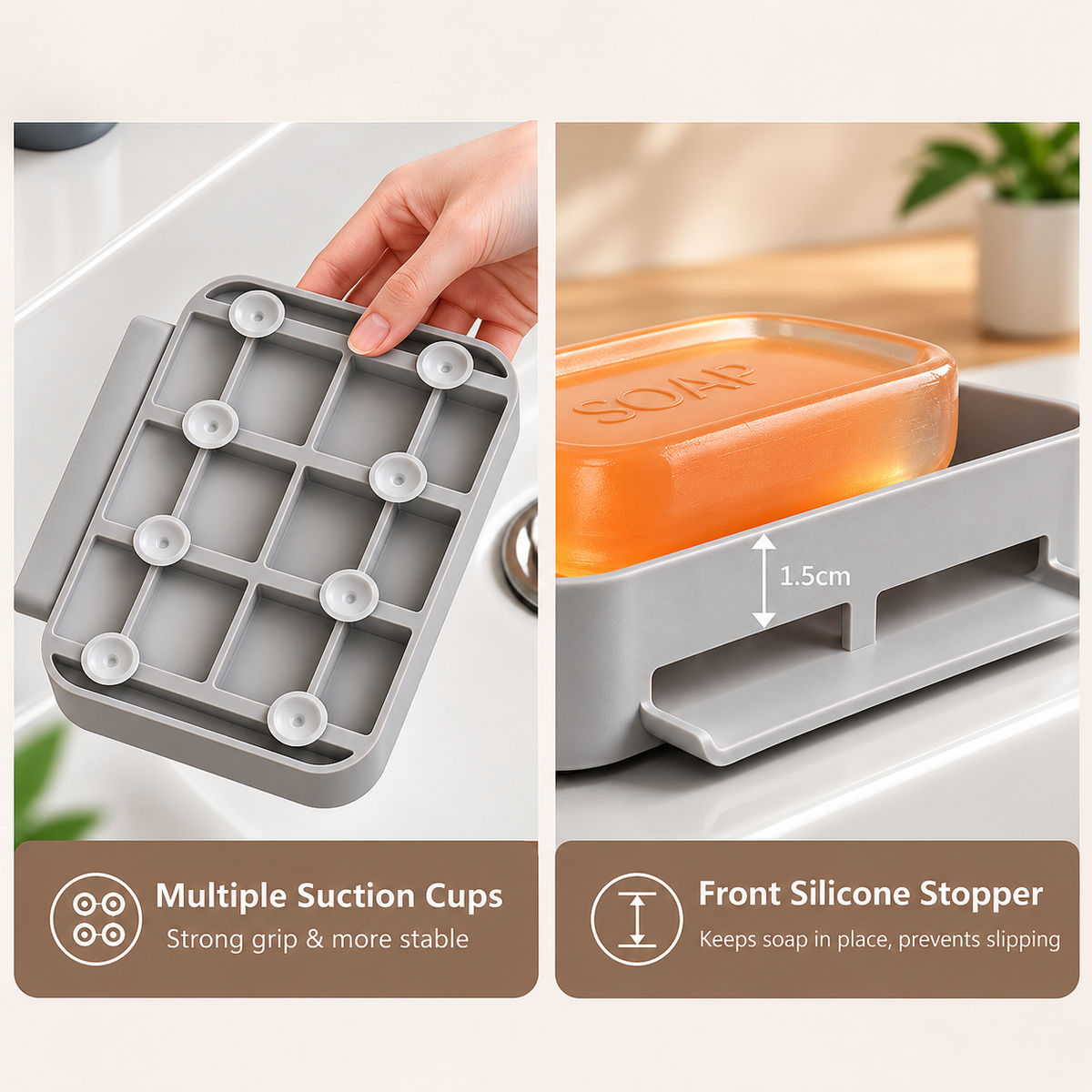 Anti-Slip Drain Soap Holder