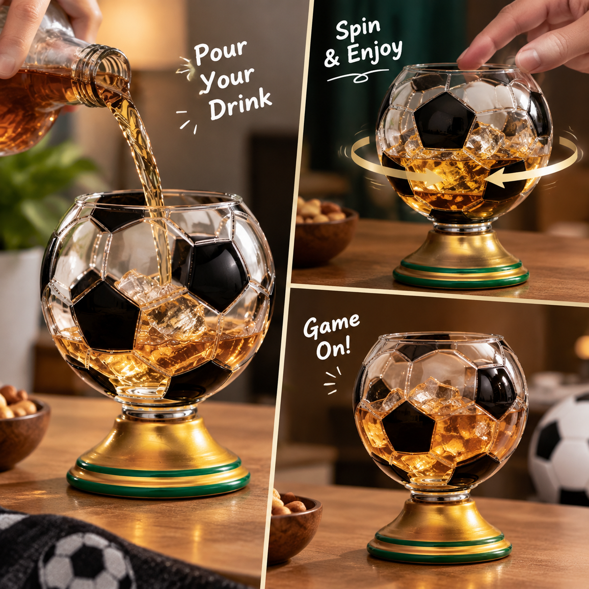 Rotating Football Shaped Drinking Glass