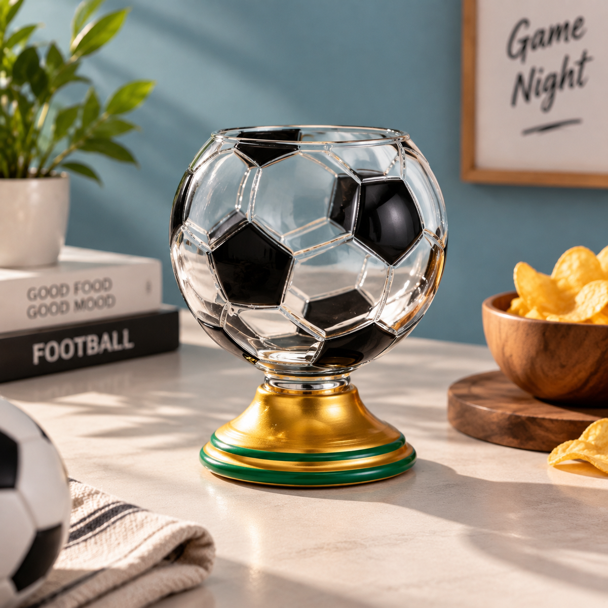 Rotating Football Shaped Drinking Glass