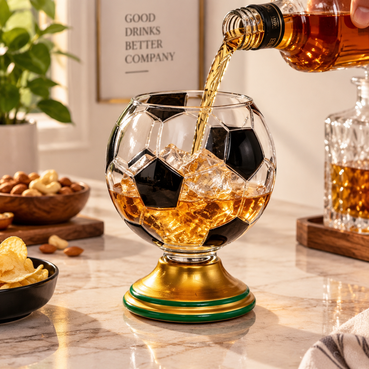Rotating Football Shaped Drinking Glass