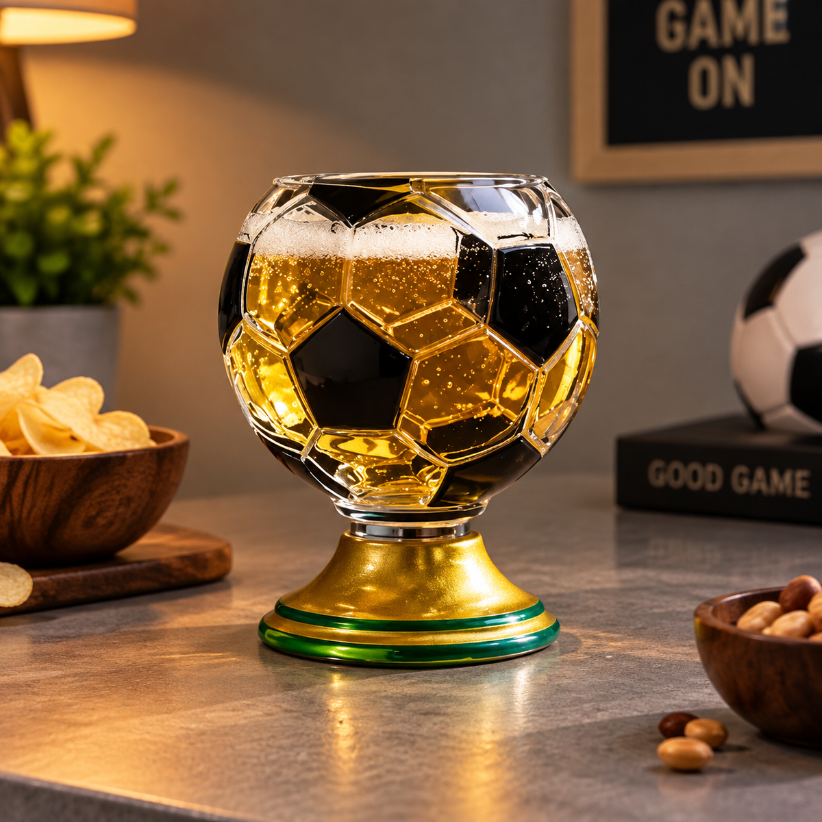 Rotating Football Shaped Drinking Glass
