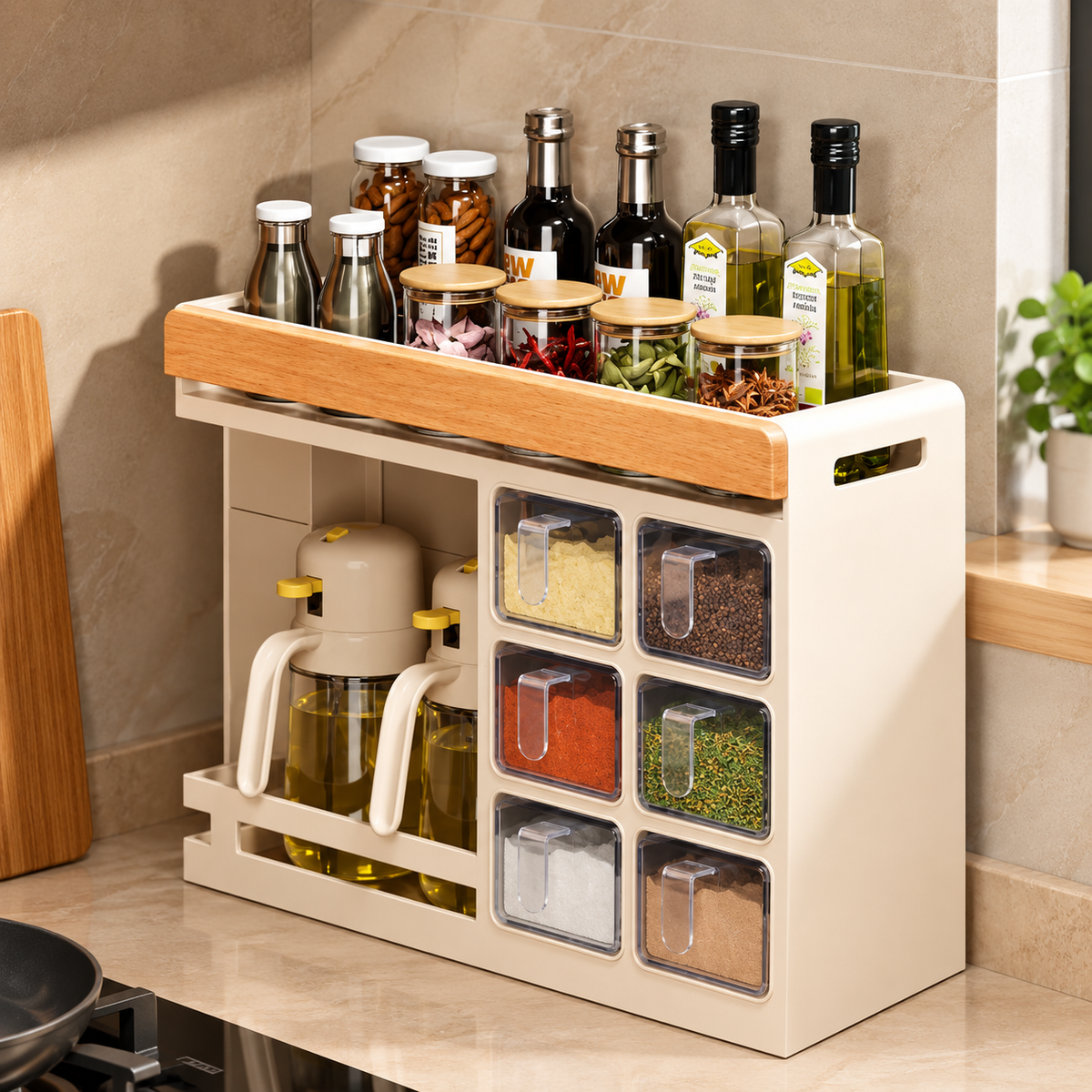 Smart Kitchen Spice & Bottle Storage Rack