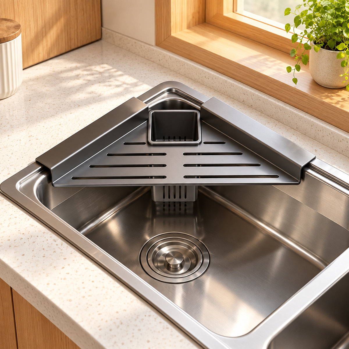 Triangle Corner Sink Organizer Rack