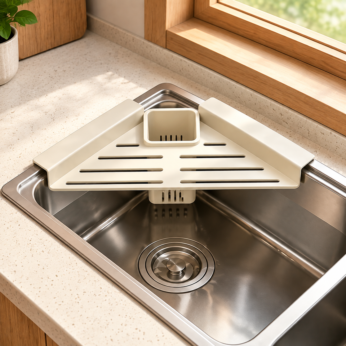 Triangle Corner Sink Organizer Rack
