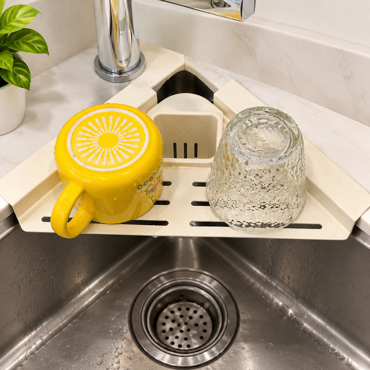 Triangle Corner Sink Organizer Rack