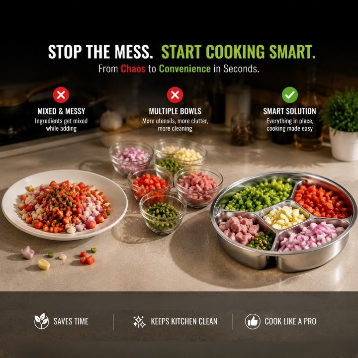 Multi Section Kitchen preparation Tray