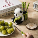 Bamboo Style Panda Fork Set with Holder
