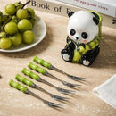 Bamboo Style Panda Fork Set with Holder