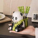 Bamboo Style Panda Fork Set with Holder