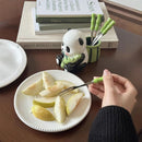 Bamboo Style Panda Fork Set with Holder