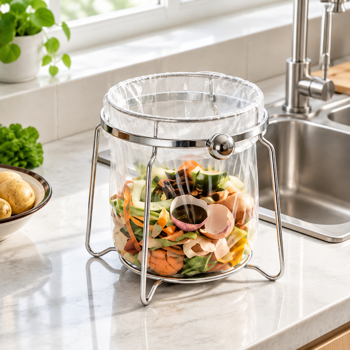 Portable Kitchen Waste Bag Stand