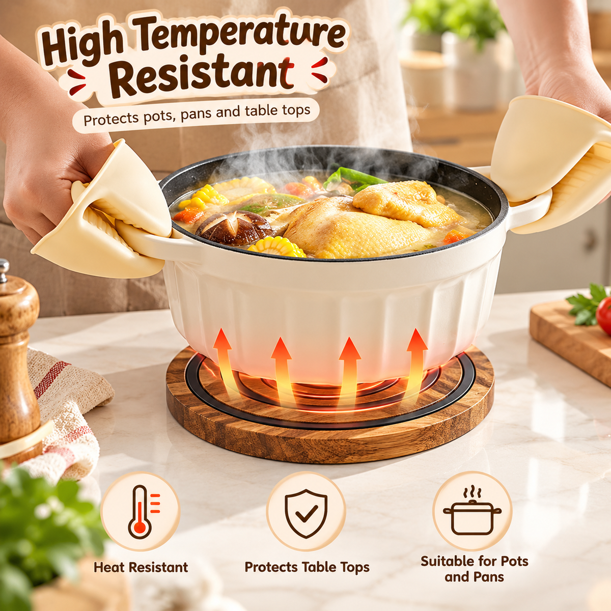 Wooden Magnetic Heat Protection Trivet