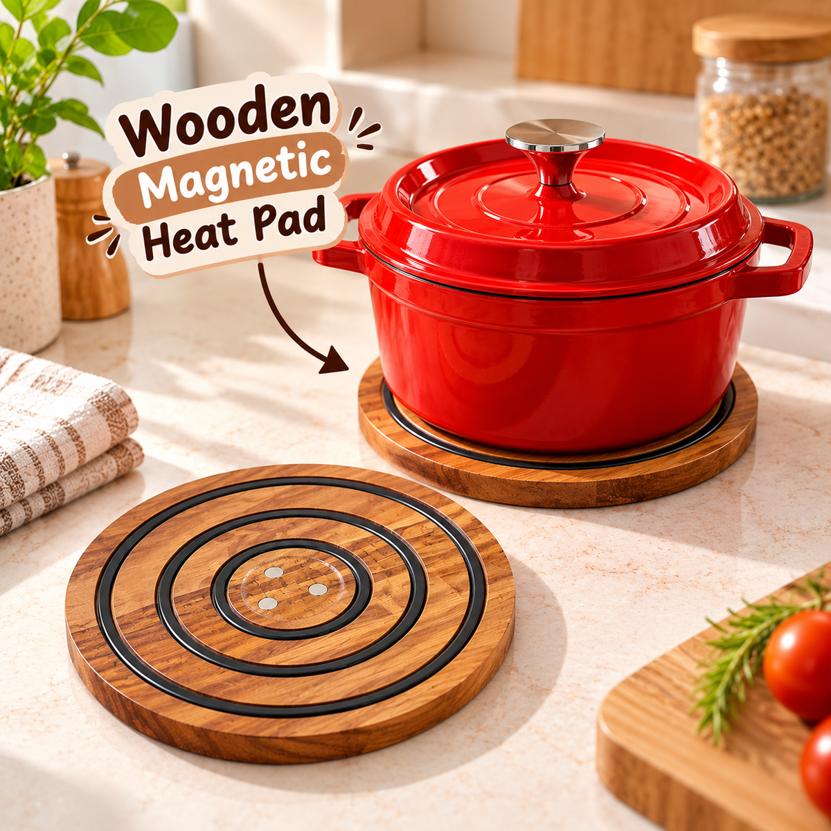 Wooden Magnetic Heat Protection Trivet