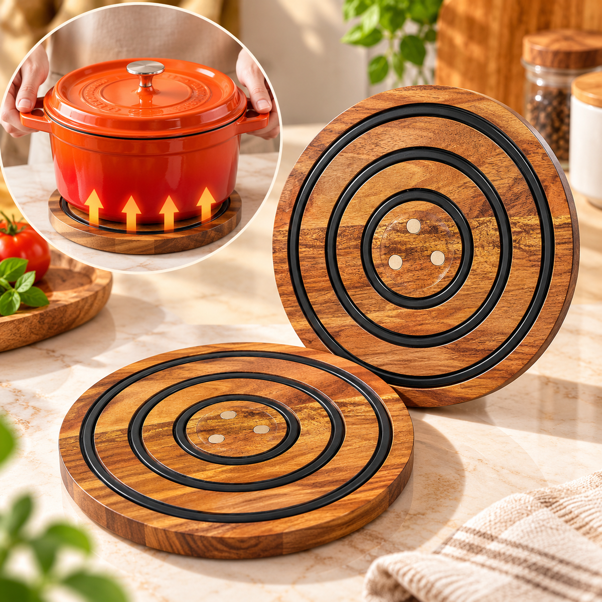 Wooden Magnetic Heat Protection Trivet