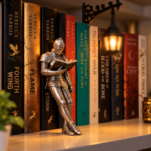 Medieval Reading Knight Book Decor Statue