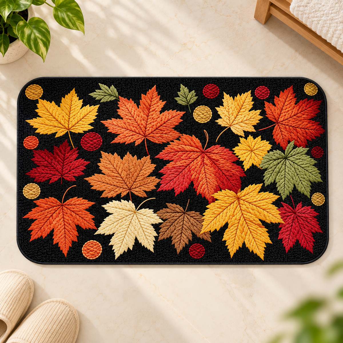 Colorful Leaf Design Floor Mat