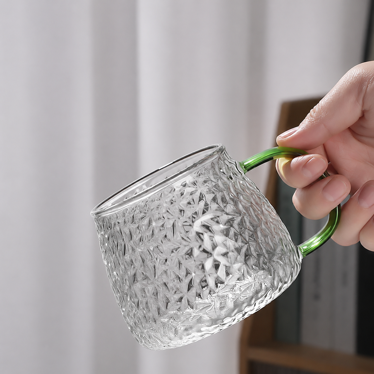 Diamond Texture Glass Mug