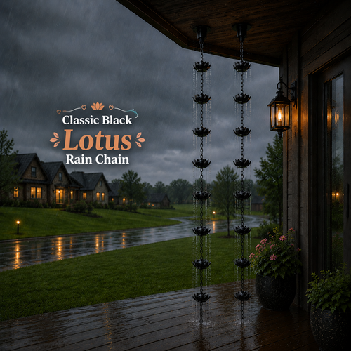 Classic Black Lotus Rain Chain (Length - 125 CM)