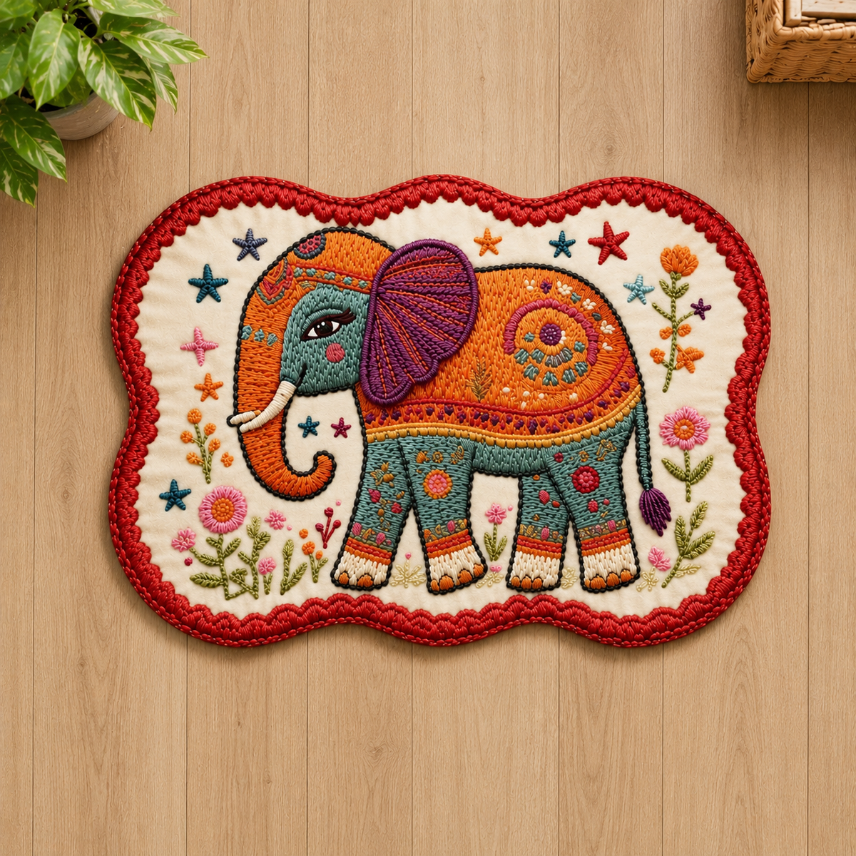 Classic Elephant Printed Welcome Mat