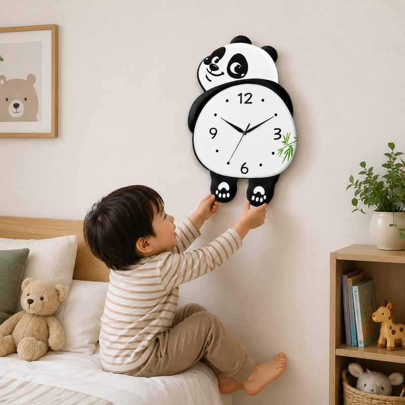 Hand Clock Panda Cute Panda Swing Wall Clock (39*30)