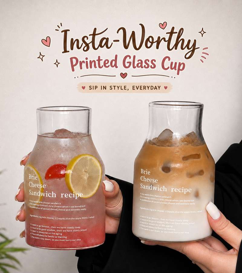 Insta-Worthy Printed Glass Cup