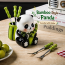 Bamboo Style Panda Fork Set with Holder