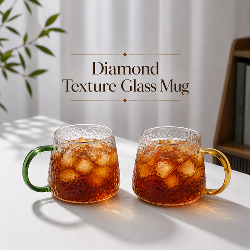 Diamond Texture Glass Mug