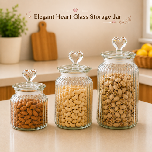 Elegant Heart Glass Storage Jar