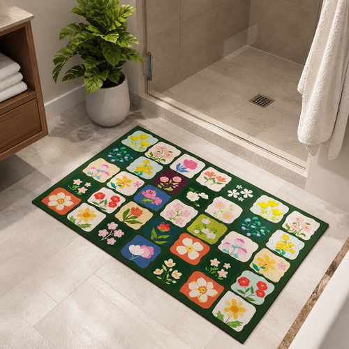 Aesthetic Flower Design Door Mat