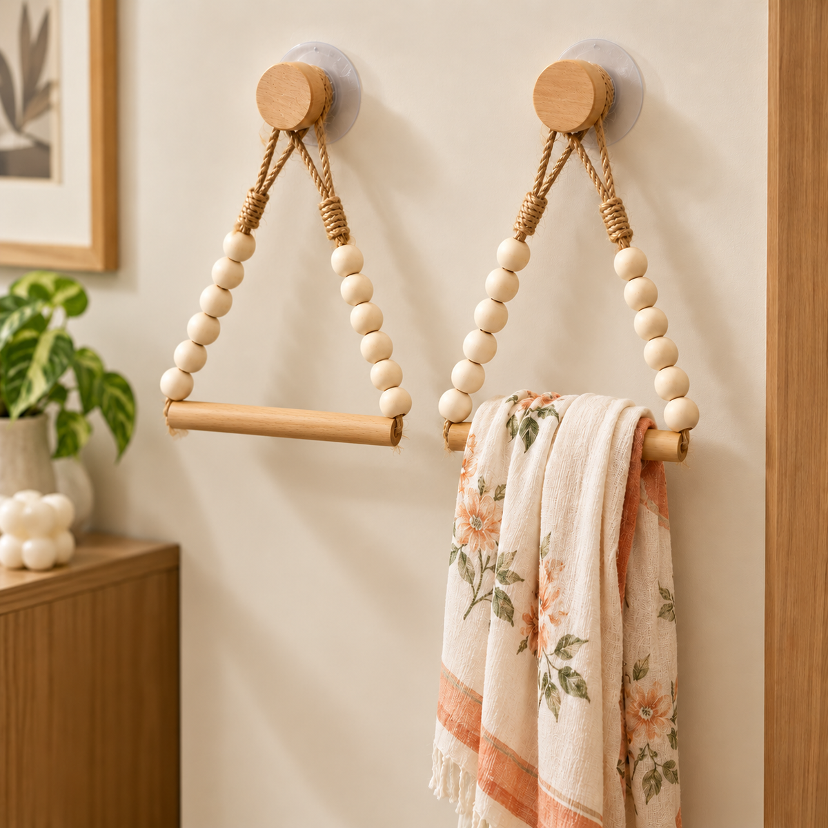 Boho Wooden Bead Hanging Holder