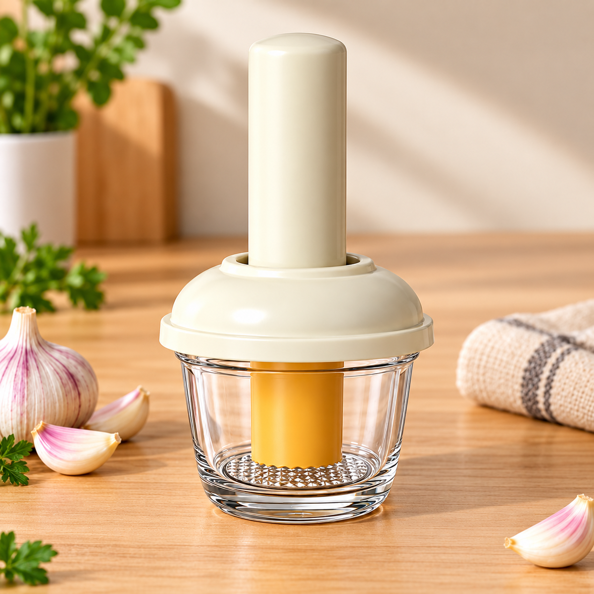 Textured Glass Manual Garlic Crusher