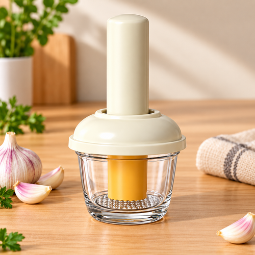 Textured Glass Manual Garlic Crusher