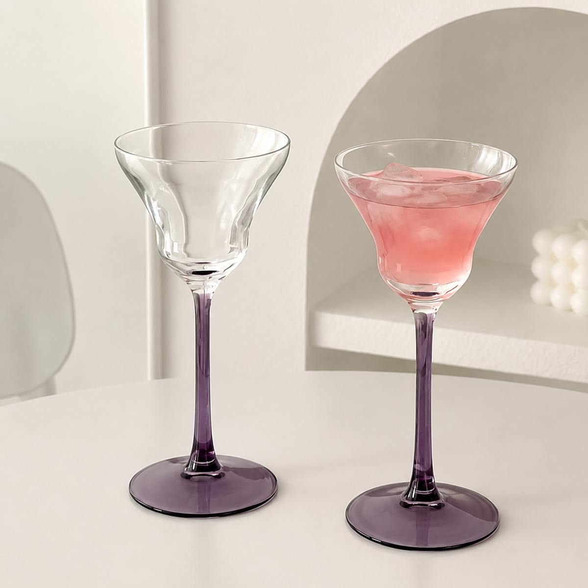 Elegant Purple Stemmed Cocktail Glass