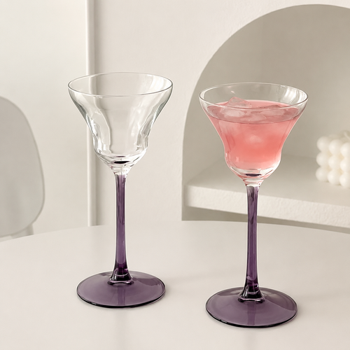 Elegant Purple Stemmed Cocktail Glass