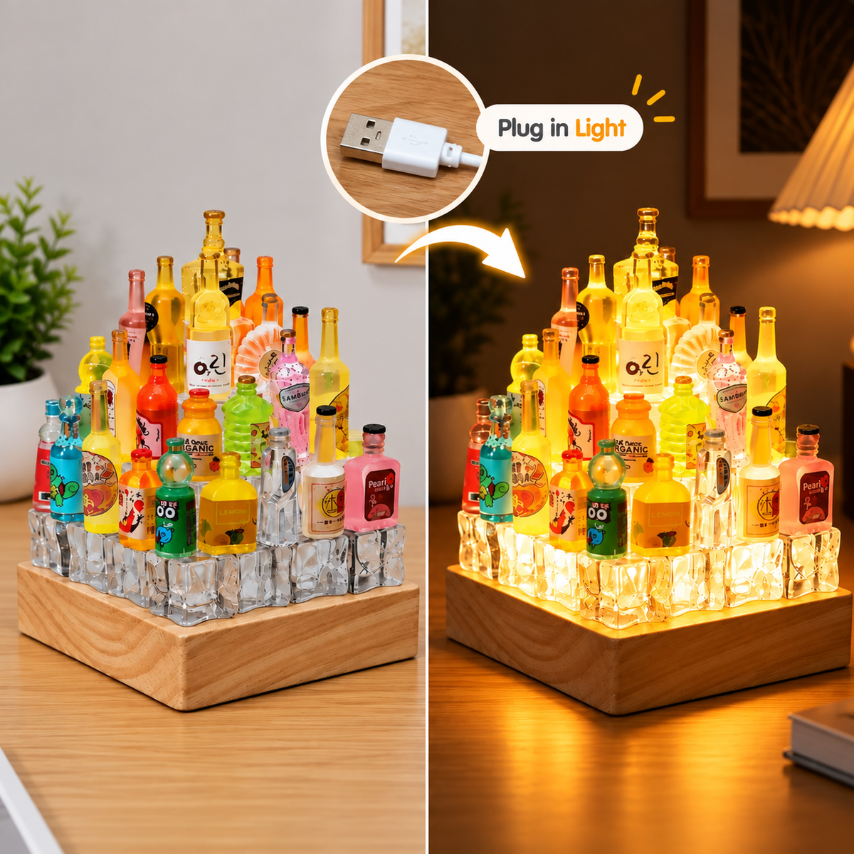 Miniature Bottle Light Decor