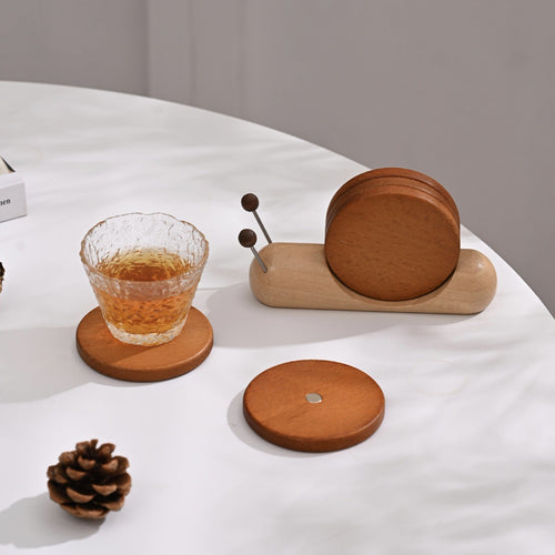 Wooden Snail Coaster Set