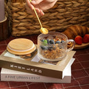 LuxeSip Textured Glass Cup with Wooden Lid