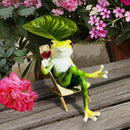 Relaxing Wine Glass Frog Figurine