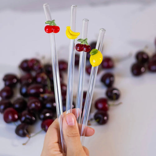 Premium Fruit Charm Glass Straw