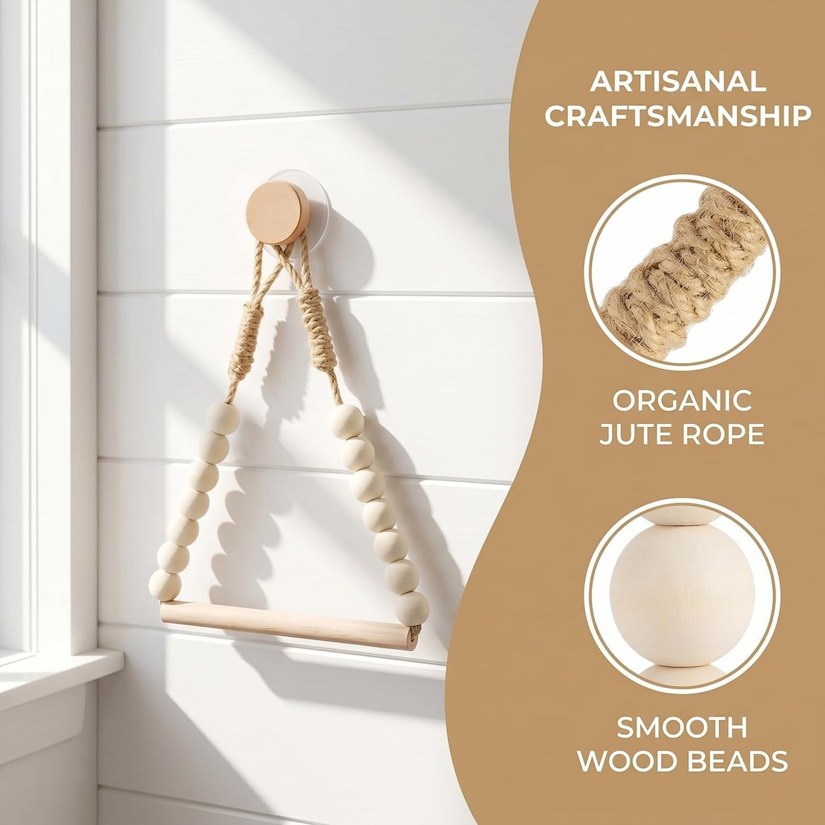 Boho Wooden Bead Hanging Holder