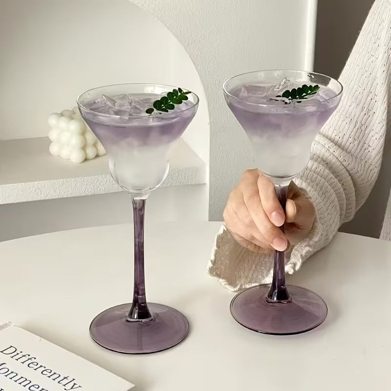 Elegant Purple Stemmed Cocktail Glass