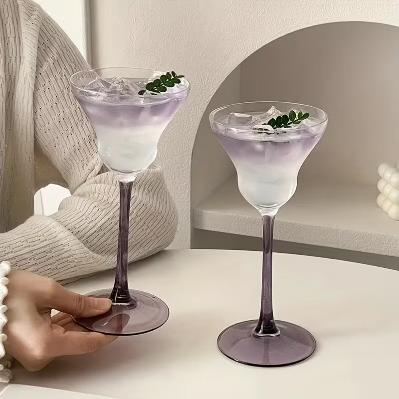 Elegant Purple Stemmed Cocktail Glass
