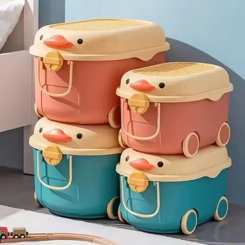 Duck Design Toy Storage Box with Wheels
